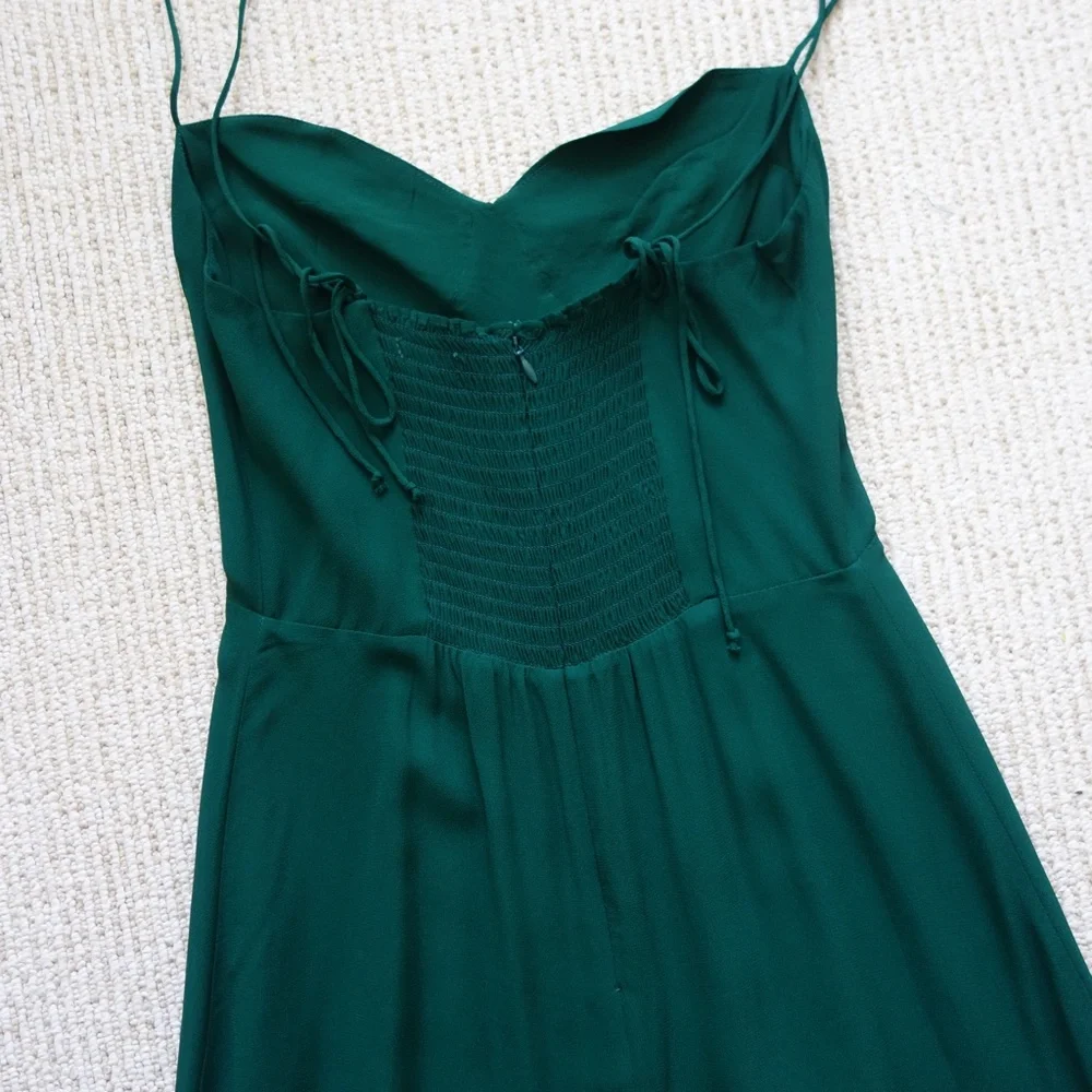 NEW Reformation Juliette Dress Emerald Green - Picture 10 of 16
